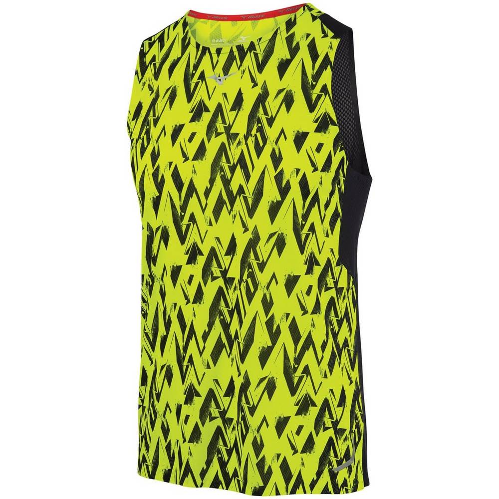 Mizuno Men's Aero Running Tank Top Yellow/Black (421680-BJX)